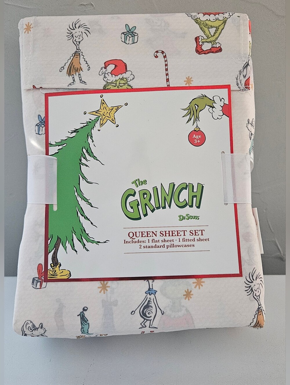 Dr. Seuss The Grinch Holiday Sheet Set - White, Green & Red